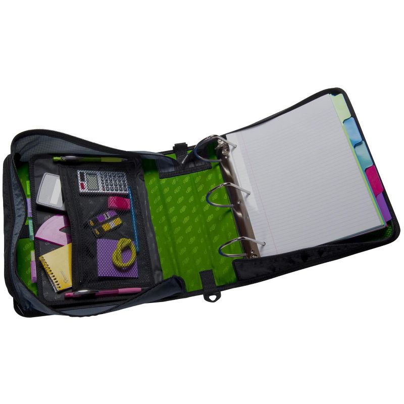 Case-it Zipper Binder with 5 Tab Files, D-Ring, 4 Inches, Green