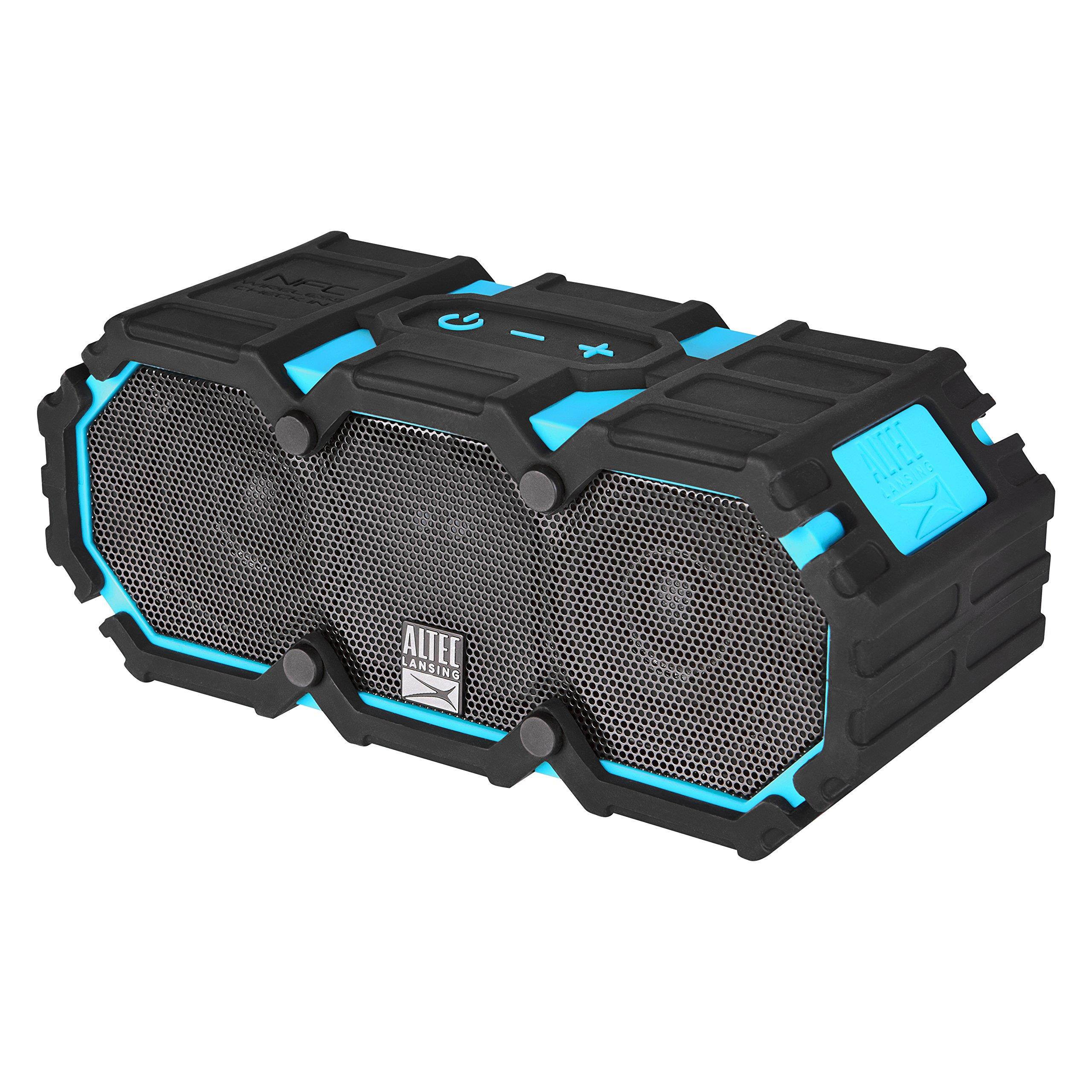 Altec Lansing iMW477 Mini Life Jacket Bluetooth Speaker Waterproof Wireless Bluetooth Speaker, Hands-Free Extended Battery Outdoor Speaker, Ultra-Portable 10ft Range, Blue/Black