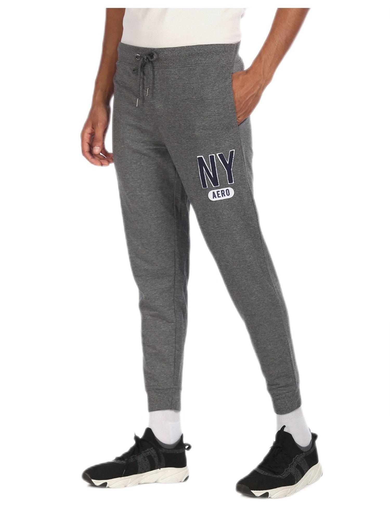Aeropostale Dark Grey Drawstring Waist Heathered Joggers