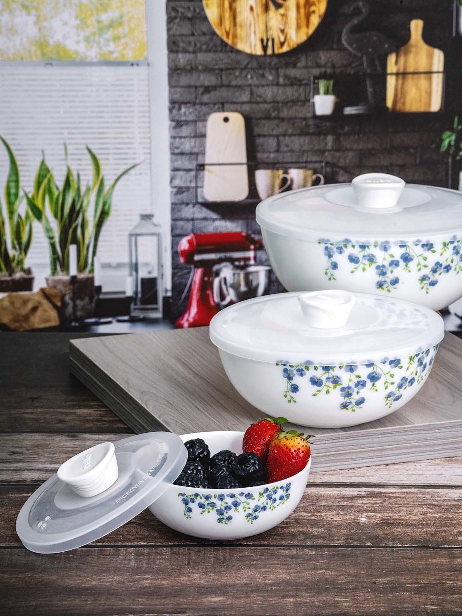 Cello White Opalware 3-Piece Mixing Bowl Set