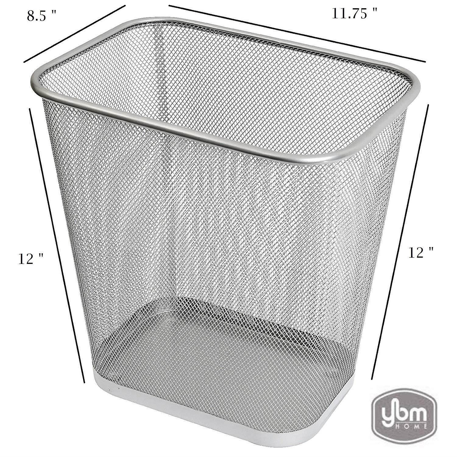 Ybmhome Steel Mesh Rectangular Open Top Waste Basket Bin Trash Can for Office Home 8x12x12 Inches 1042s-6 (6, Silver)