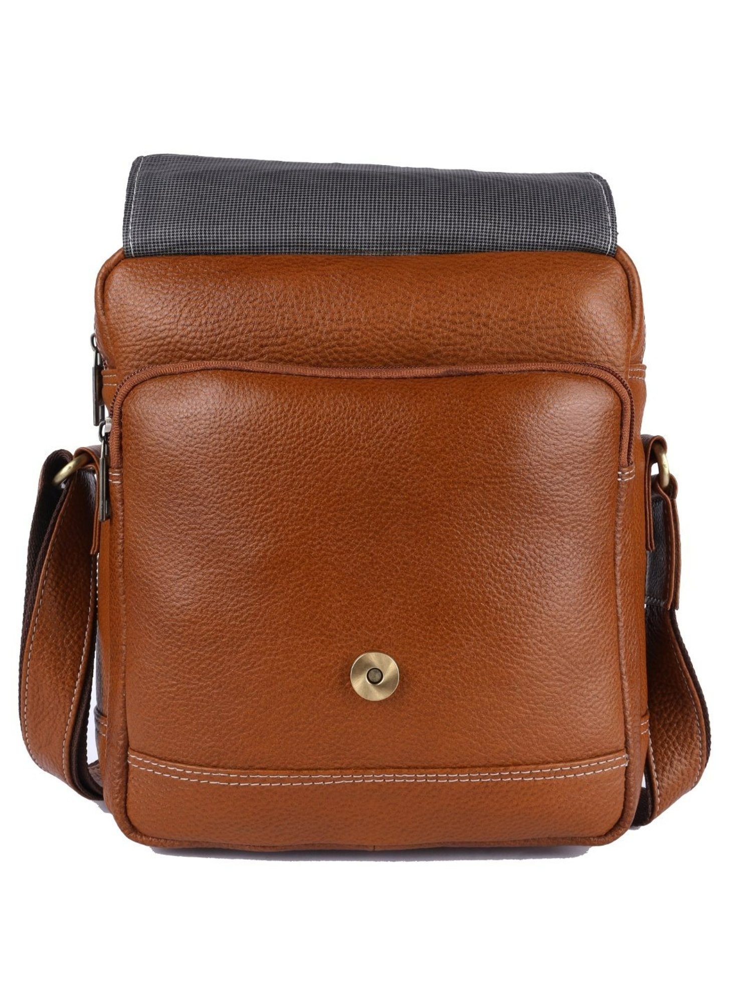 HiLEDER Brown Textured Medium Leather 9.5 inch Cross Body Bag