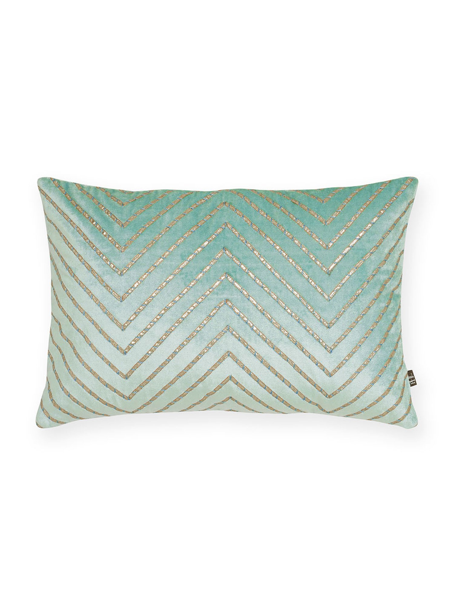 Pure Home and Living Blue Velvet Embroidery Cushion Cover