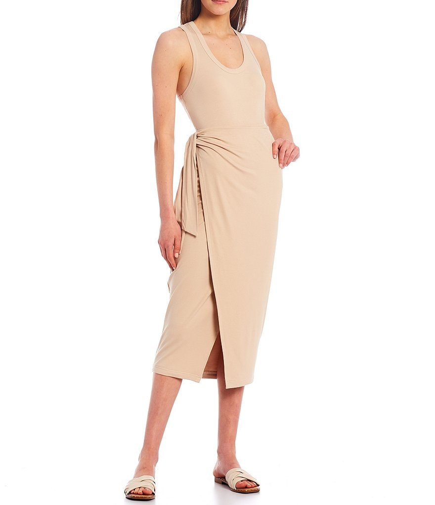 Every Solid Wrap High Rise Midi Skirt