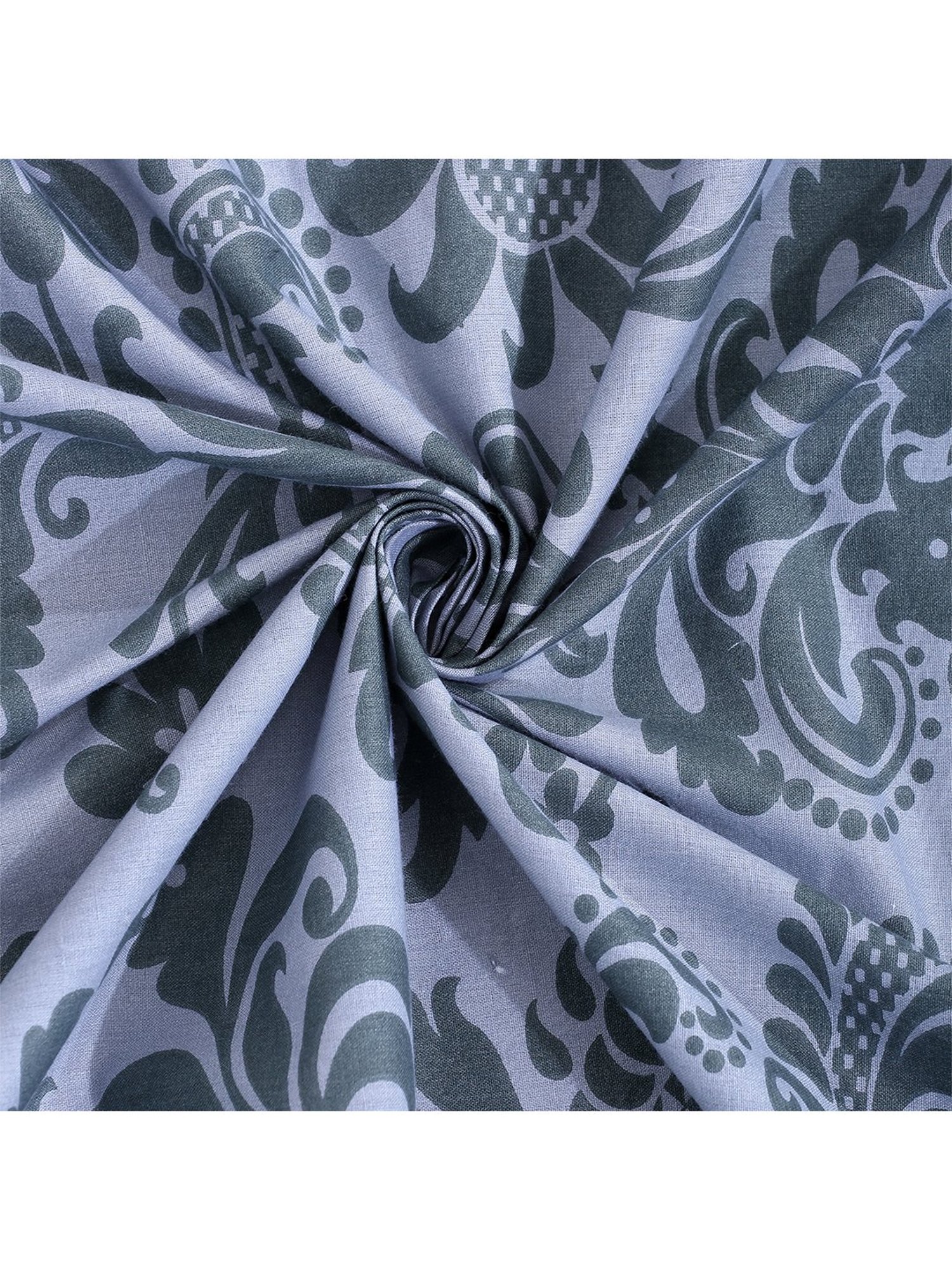 Swayam Vedic Motif Grey & Blue 180 TC Cotton Double Bedsheet with 2 Pillow covers