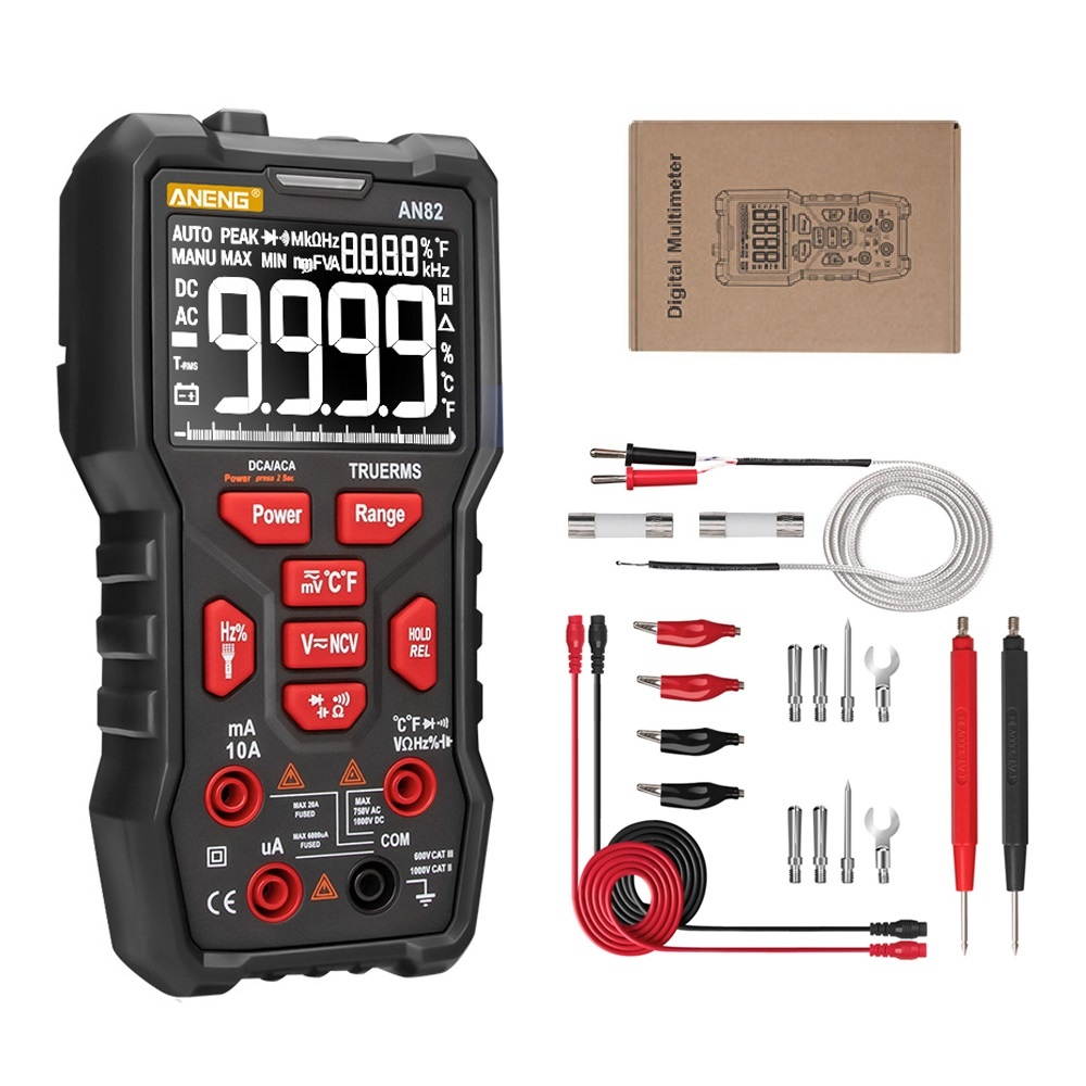ANENG AN82 Digital Multimeter Professional 9999 Tester esr DIY Diode Capacitor NCV Testers True RMS Analog Meter Multimetro Accessories-Standard