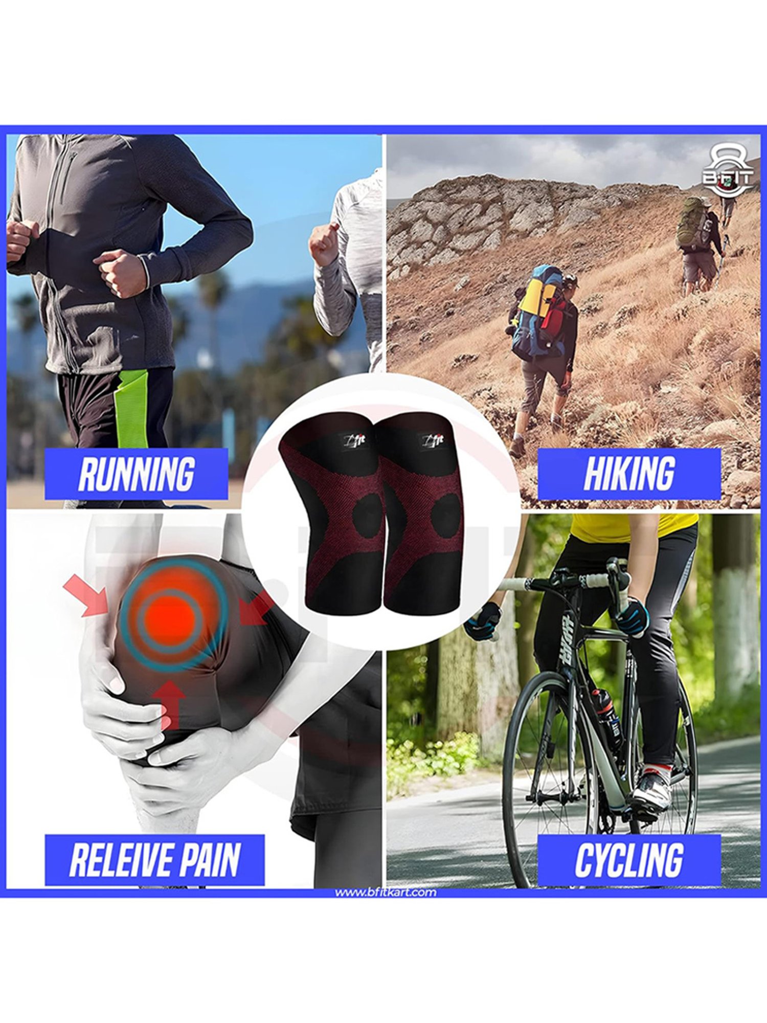 B Fit Knee Compression Sleeve Pair (Black)