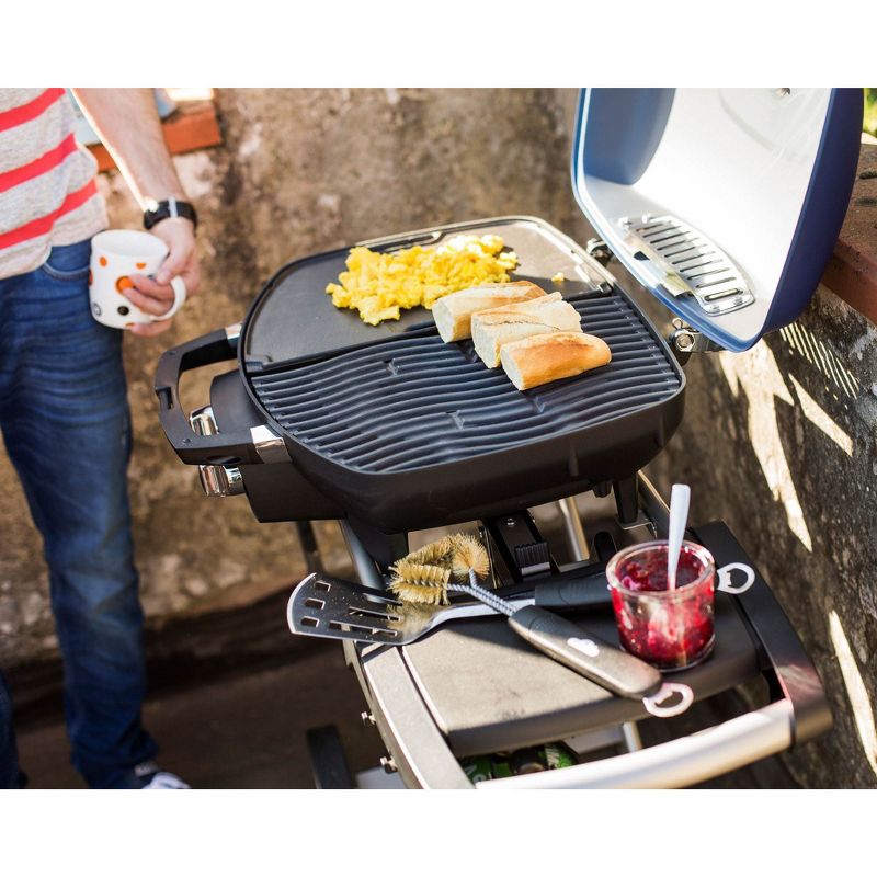 Napoleon TravelQ 285 Portable Compact Propane Gas Grill with Scissor Cart, Blue