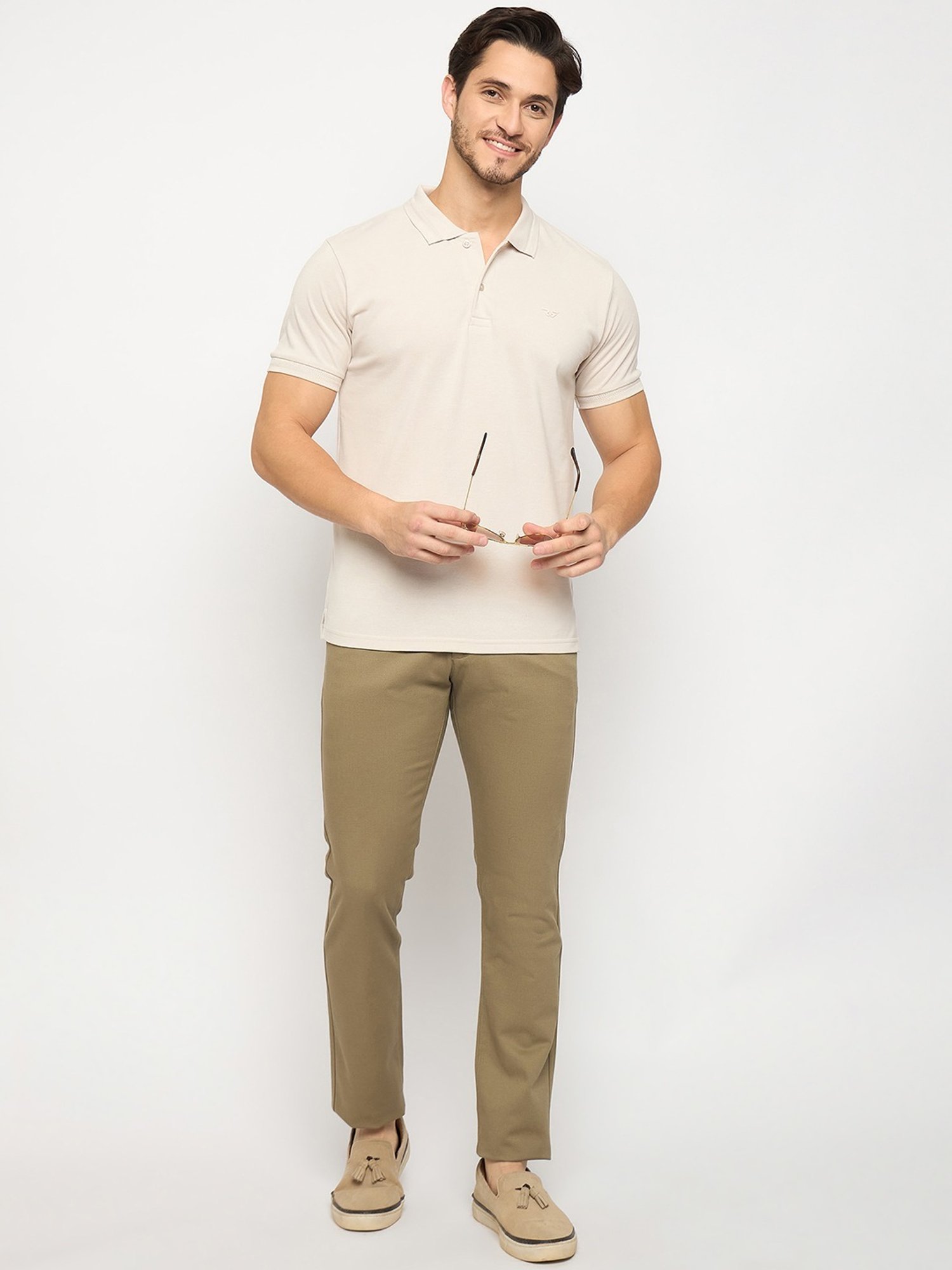 Duke Khaki Cotton Slim Fit Chinos
