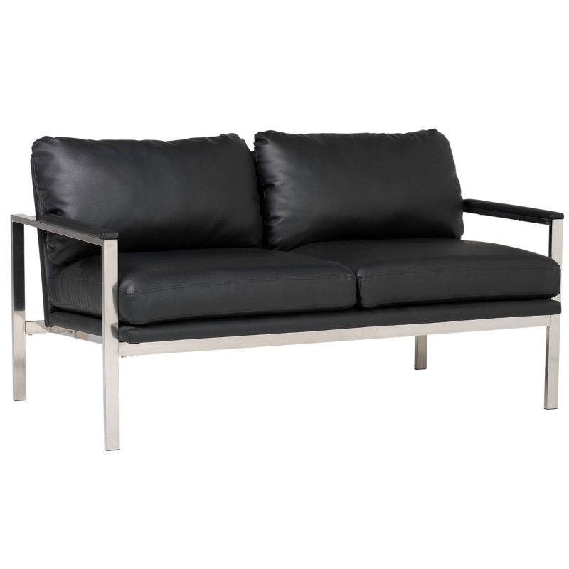 Lintel Leather Loveseat Chrome/Black - Studio Designs Home
