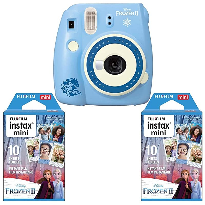 instax Mini 9 Instant Camera (Disney Frozen 2) with Instax Mini Frozen 2 Instant Film, 10 Exposures Bundle (20 Pics)