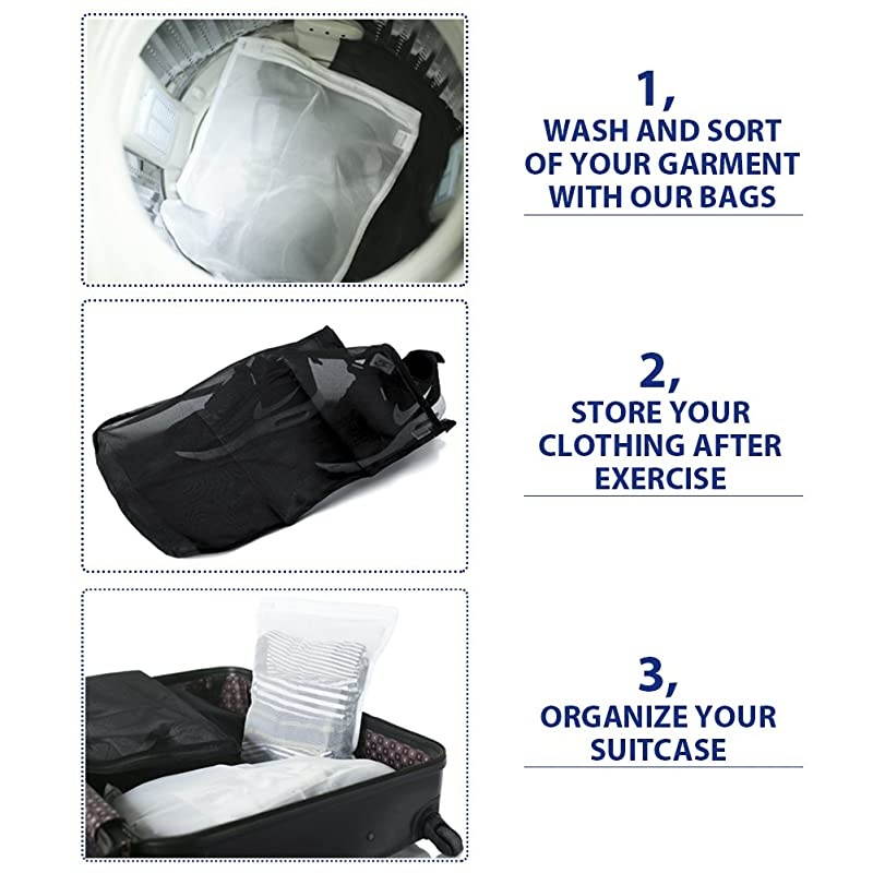 2 Pack 1 Large 1 Medium Delicates Laundry Bags Bra Fine Mesh Wash Bag Use YKK zipper Protect Best Clothes in The Washer 2 White