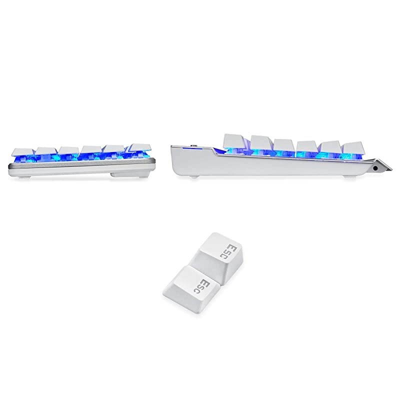 KG061-BR Blue LED Backlit Mechanical Gaming Keyboard Low Profile Mechanical Gamers Keyboard 87 Key Mechanical Computer USB Gaming Keyboard for PC Quiet Cherry Brown Switches (White Version)