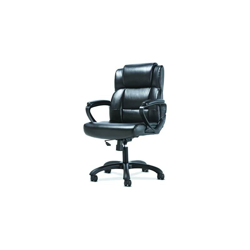 BSXVST305 Sadie Leather Executive Computer/Office Arms-Ergonomic Swivel Chair (HVST305), Black