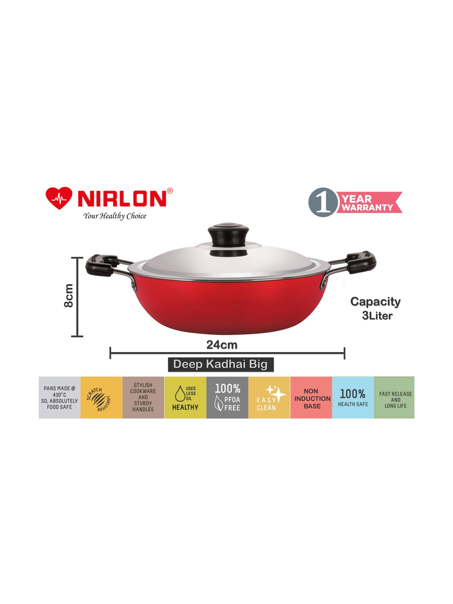 Nirlon Non-Stick Red Aluminium Kitchenware Gift Set Combo (2.6mm)