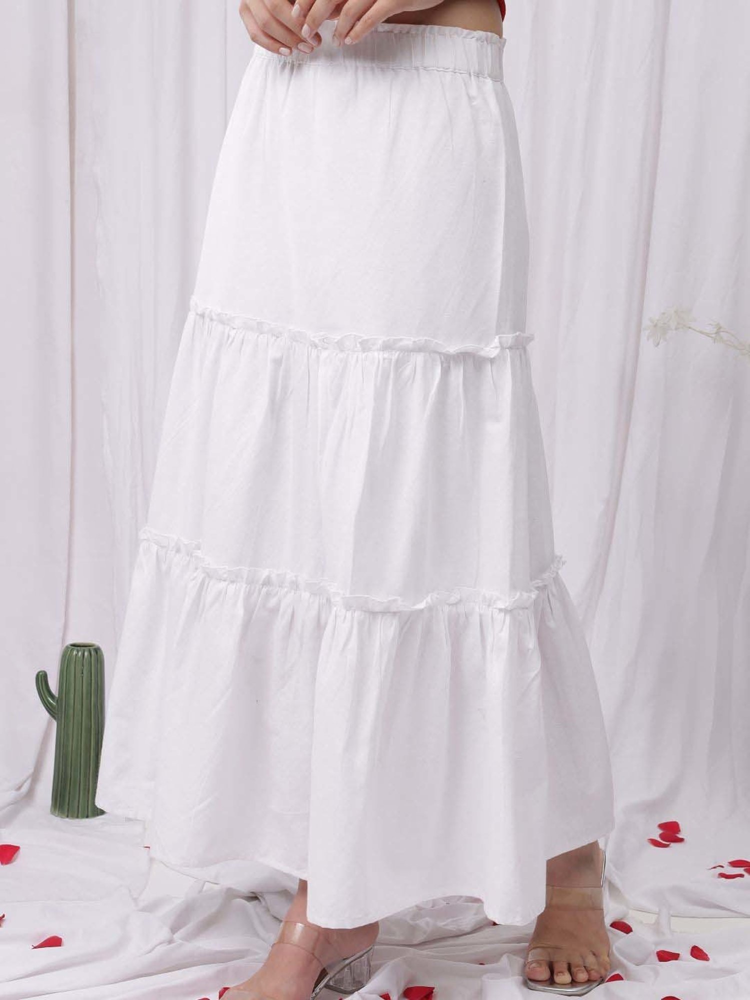 Belle Fille White Floral Print Skirt