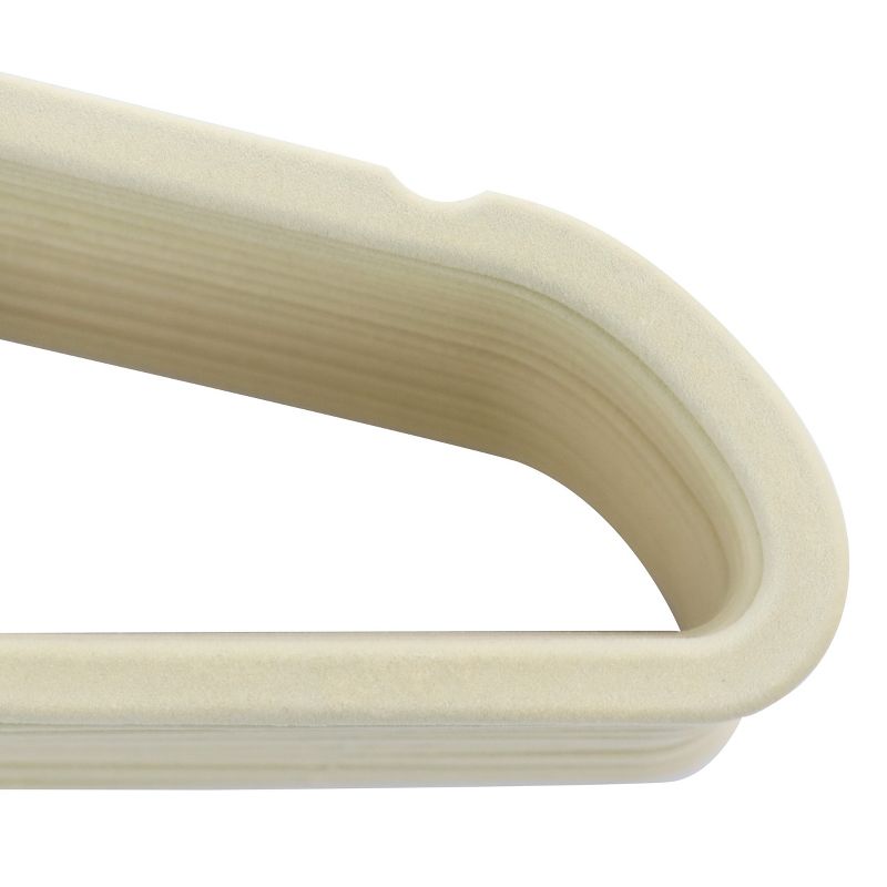Elama Home 100 Piece Heavy Duty Velvet Non-Slip Slim Profile Hanger Set in Cream