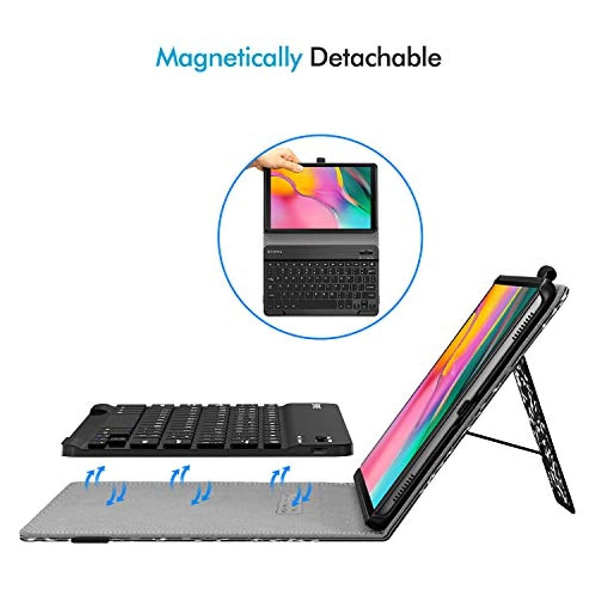 Fintie Folio Keyboard Case for Samsung Galaxy Tab A 10.1 2019 Model SM-T510(Wi-Fi) SM-T515(LTE) SM-T517(Sprint), Premium PU Leather Stand Cover with Removable Wireless Bluetooth Keyboard, Composition