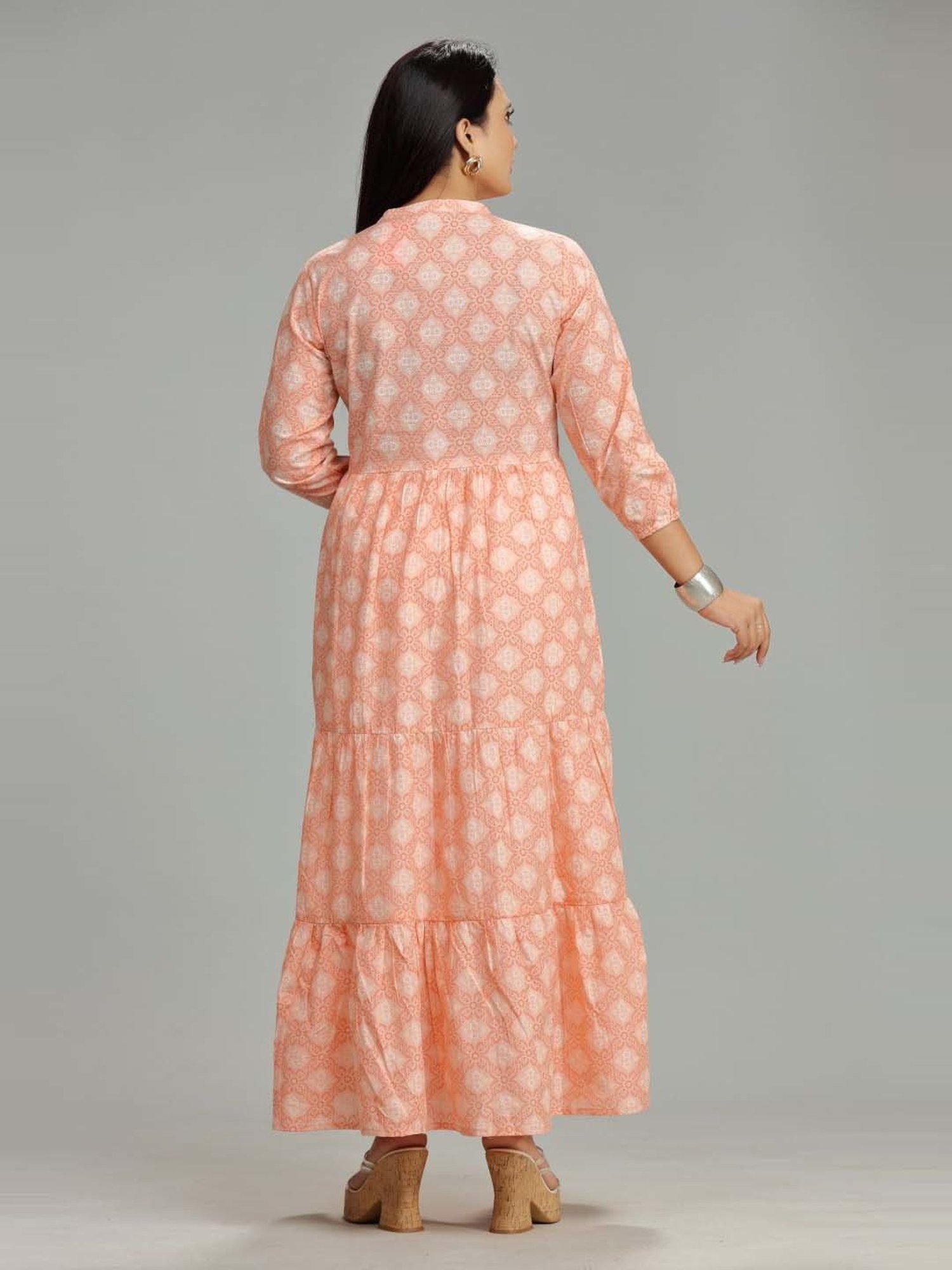 Cotton Culture Peach Cotton Printed Maxi Dress