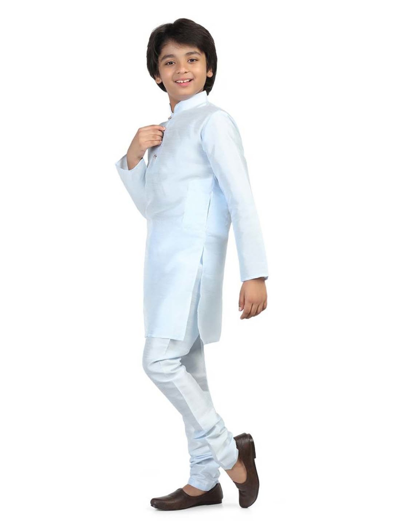 TAHVO Kids Blue Slim Fit Full Sleeves Kurta Set