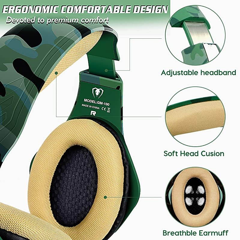 PS4 Gaming Headset with mic,  Xbox One Headset with Stereo Sound Noise Isolation Memory Foam LED Light for PC Laptop Tablet