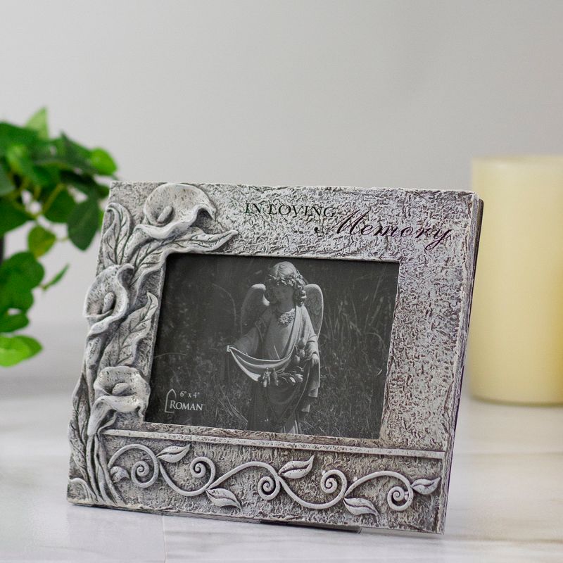Roman 4.25" Gray "In Loving Memory" Memorial Floral Picture Frame