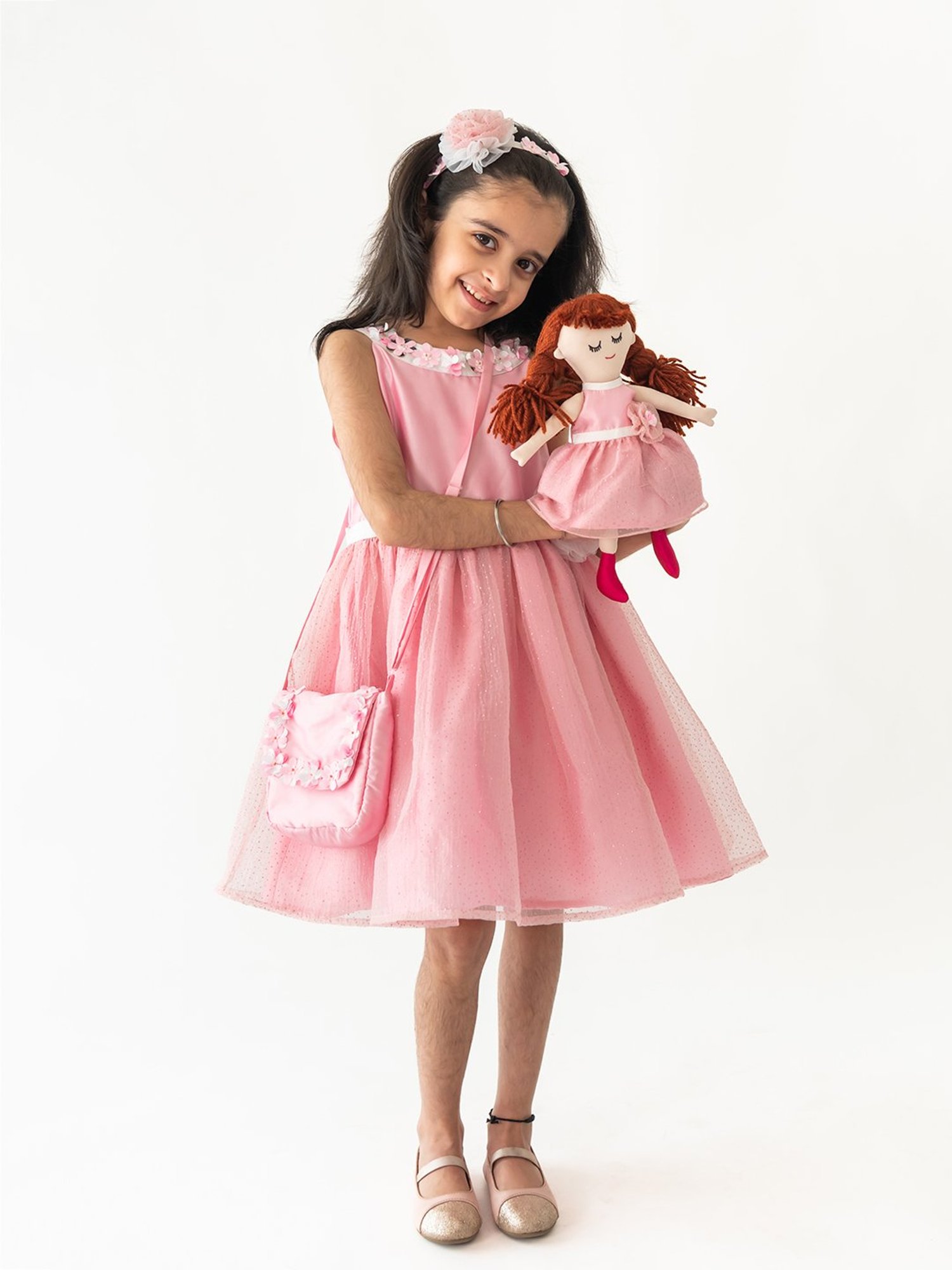 A Little Fable Kids Pink Solid Dress