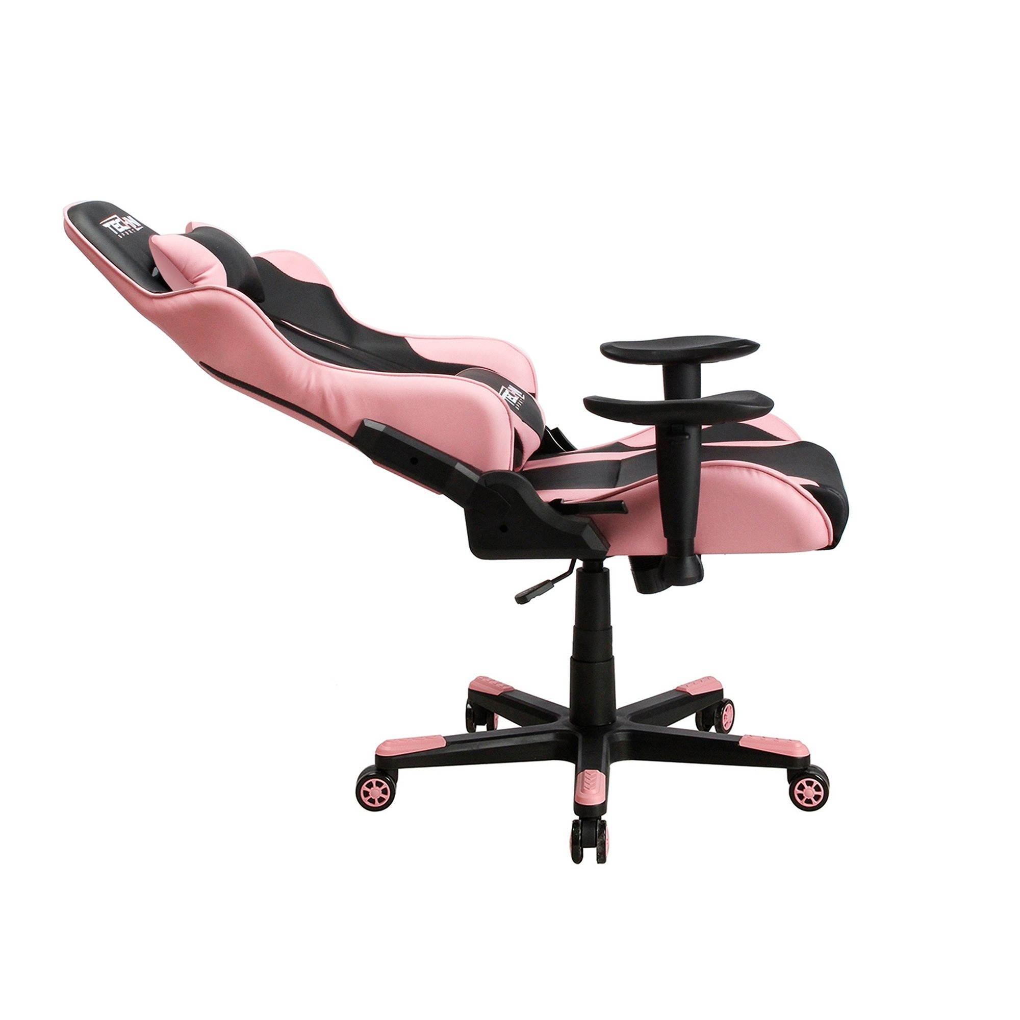 Techni Sport TS43 High Back Racing Chair with Padded Arms, PC Gaming Chair with Height and Tilt Adjustment, Pink