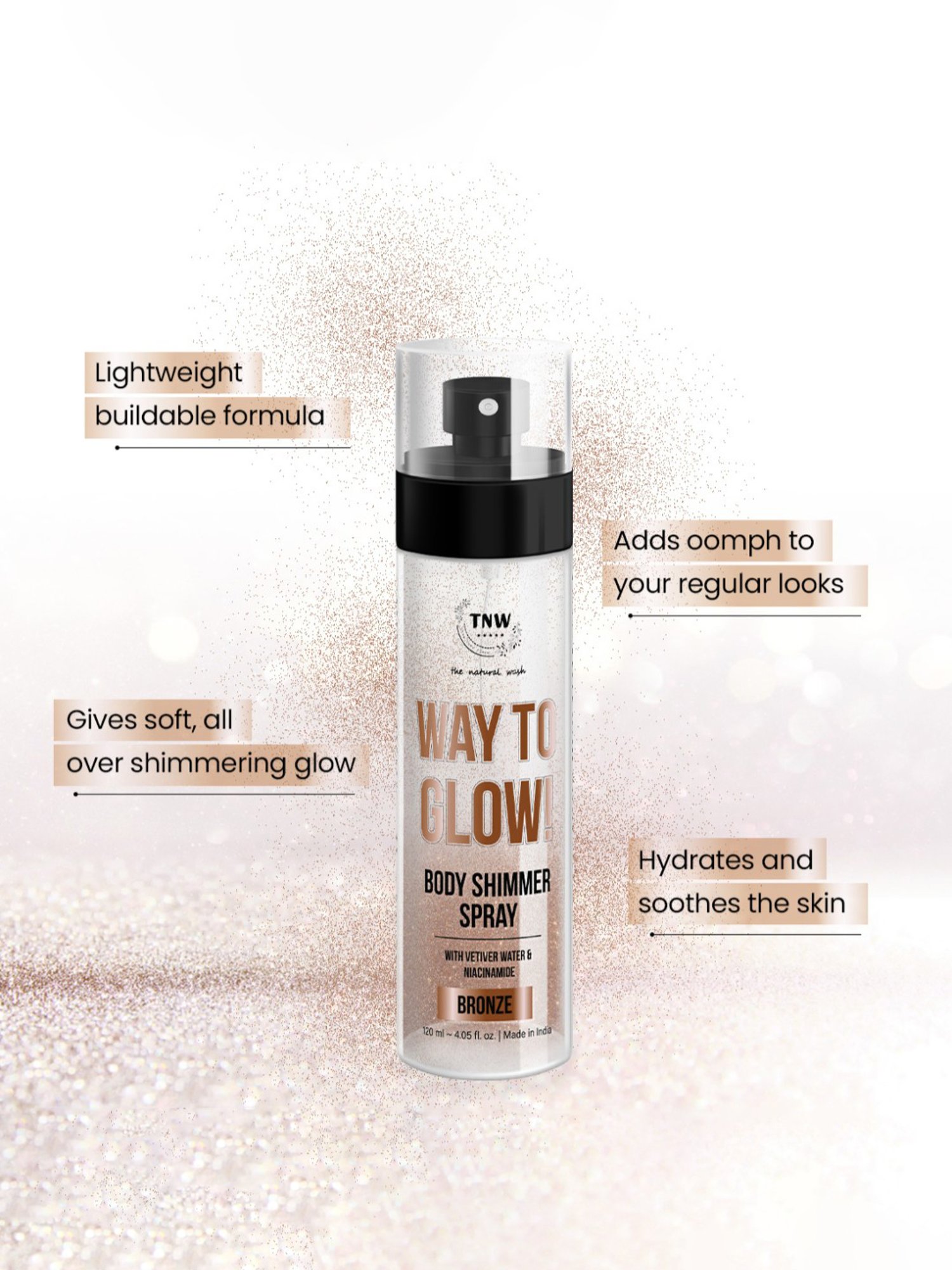TNW-The Natural Wash Way To Glow! Body Shimmer Spray Bronze - 120 ml