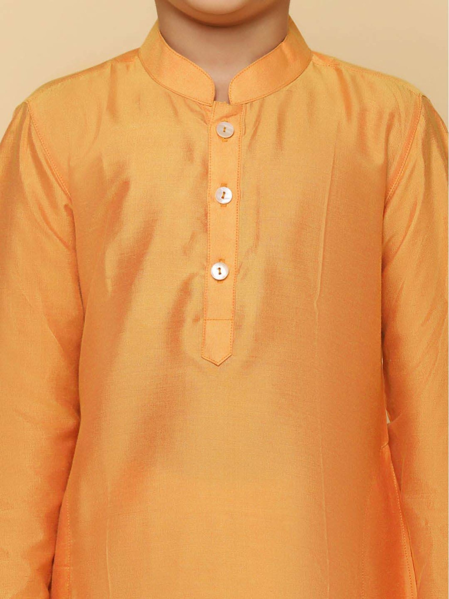 KISAH Kids Orange & White Regular Fit Full Sleeves Kurta Set
