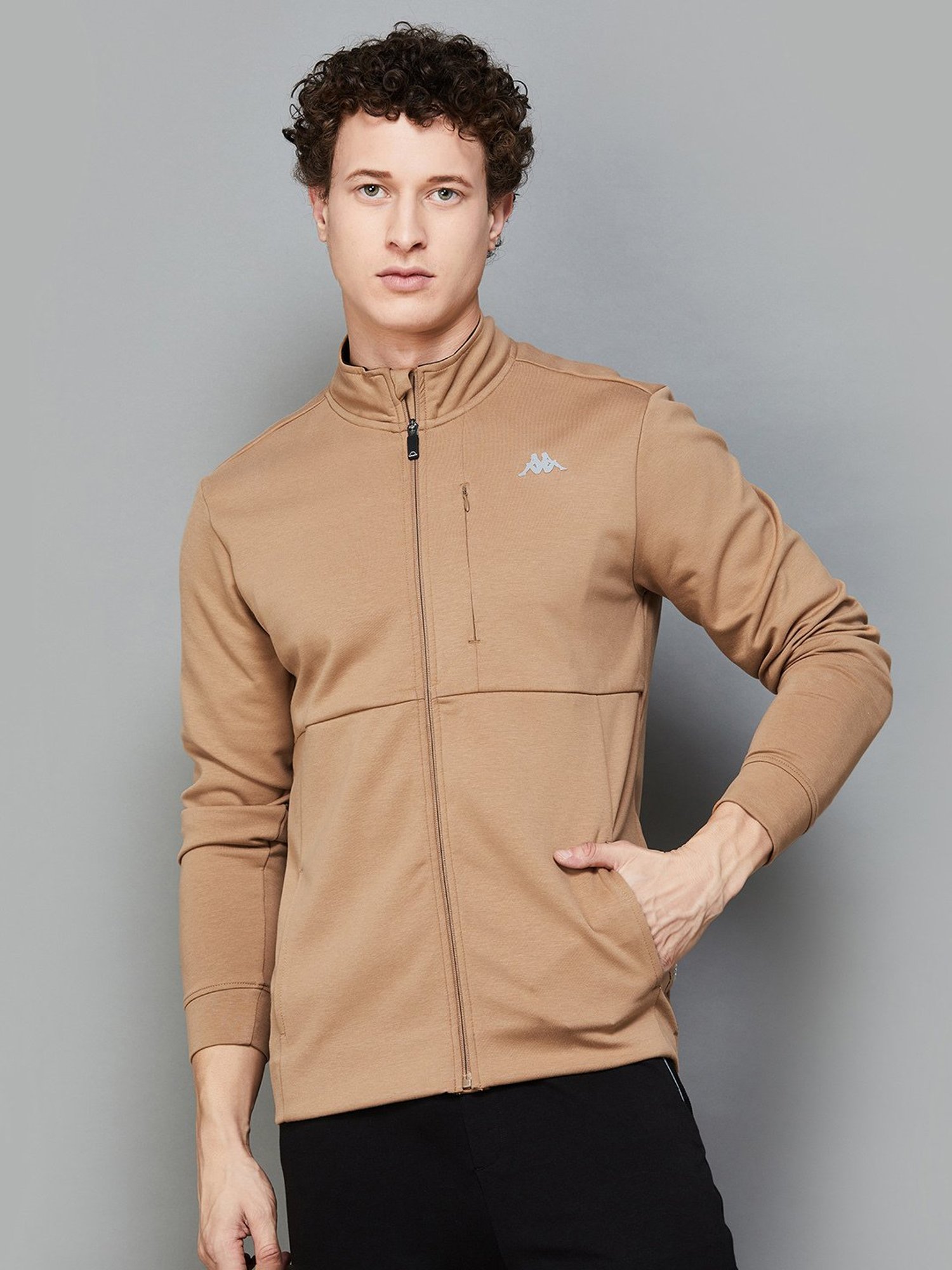 KAPPA Brown Regular Fit High Neck Sweatshirt