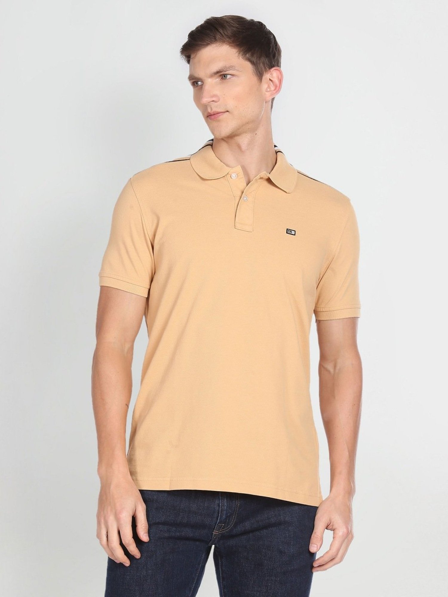 Arrow Sport Beige Cotton Regular Fit Polo T-Shirt