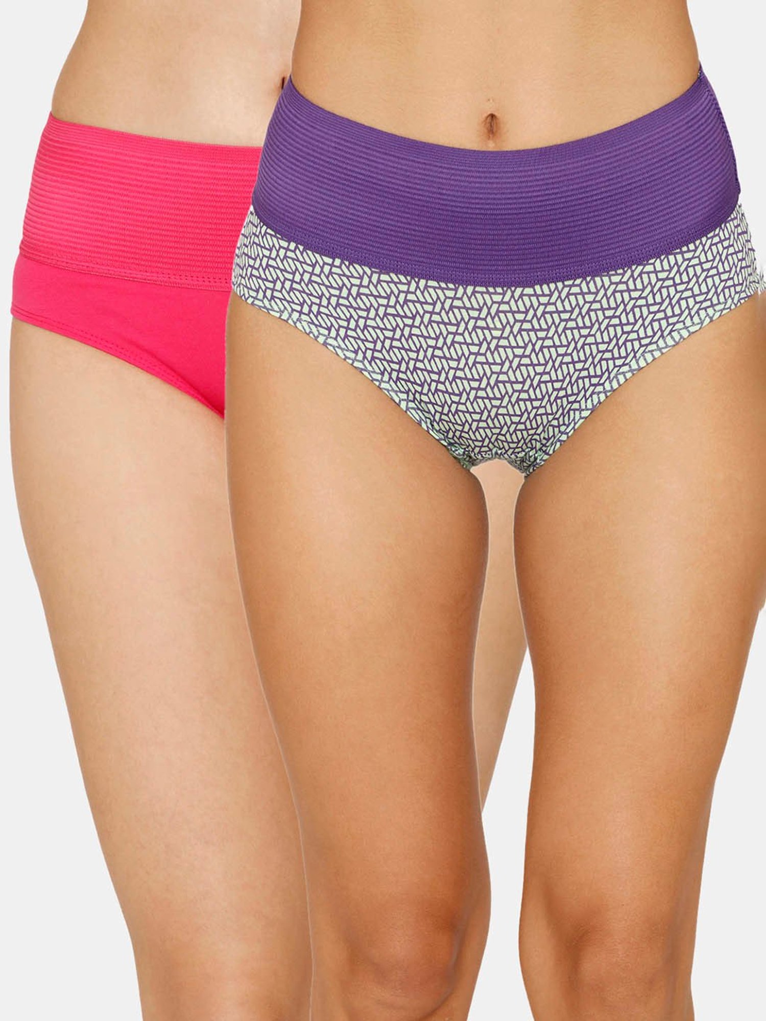 Zivame Assorted Cotton Printed Hipster Panty - Pack of 2