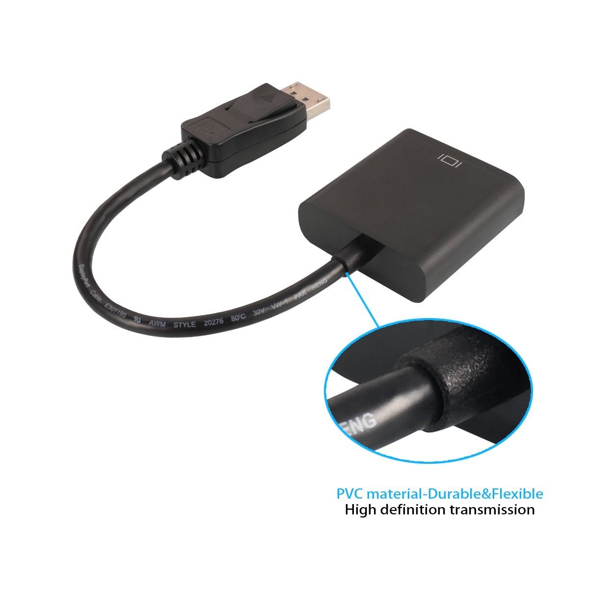 Display Port to VGA Adapter 1080P Converter, YXwin DisplayPort DP to VGA Adapter Male to Female Adapter for DP Enabled Desktops and Laptops