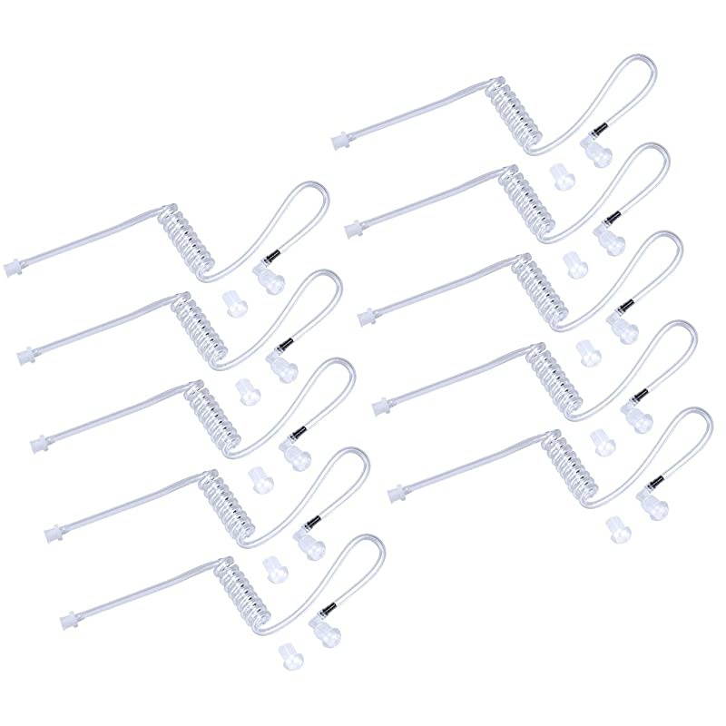 Replacement Coil Acoustic Tube for Two Way Radio Earpiece Headset Surgical Grade UV Resistant Clear Tube for Walkie Talkie Earpiece 10 Pack