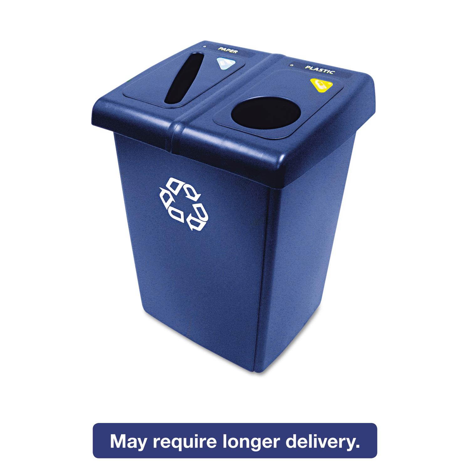 Glutton Recycling Station, Rectangular, Plastic, 46gal, Blue