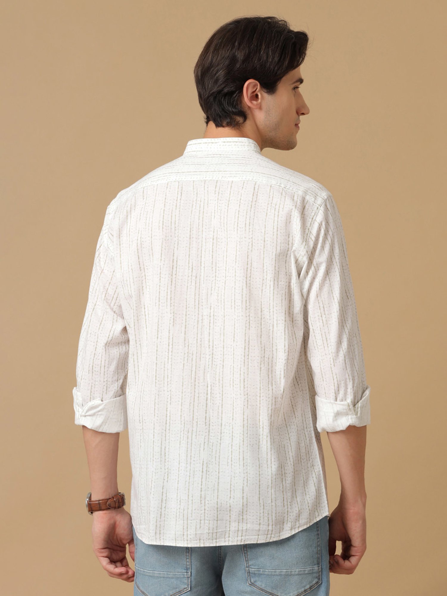 CAVALLO by Linen Club Light Grey Contemporary Fit Printed Shirt