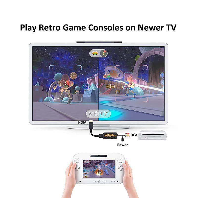 RCA to HDMI Converter Cable for Playing Wii, Wii U, PS1/2/3, Xbox, VHS/VCR/DVD Players, Sega/Nintendo 64 Game Consoles on Modern TV, Composite AV to HDMI Video Adapter