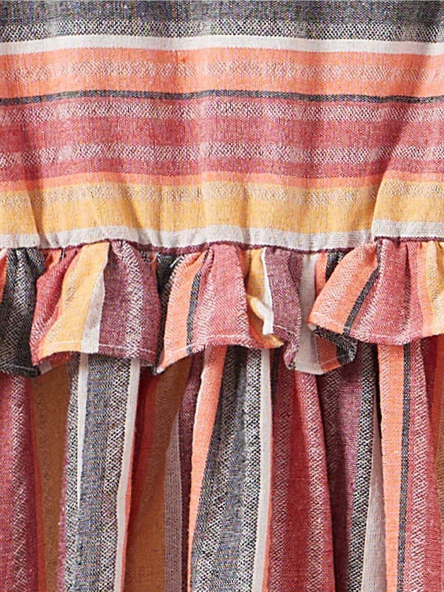 Bolly Lounge Girls Brown & Beige Striped Dress