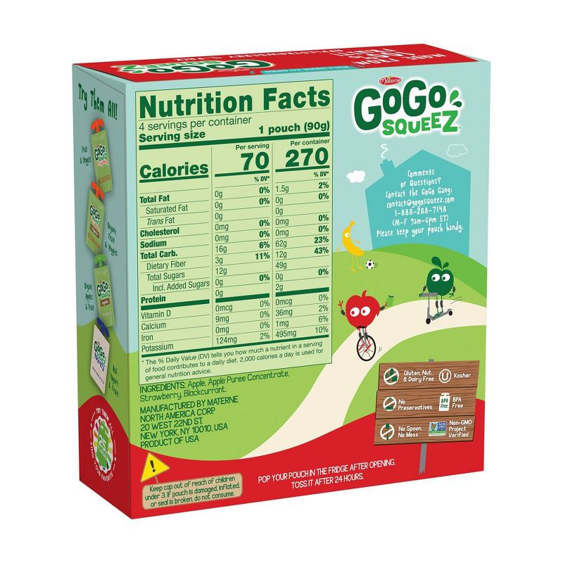 GoGo squeeZ Applesauce, Apple Strawberry - 3.2oz/4ct