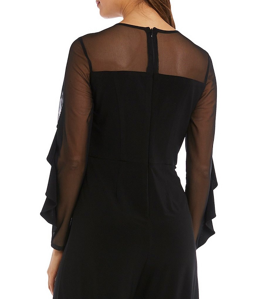 Tahari ASL Sequin Long Sleeve Crepe Jumpsuit