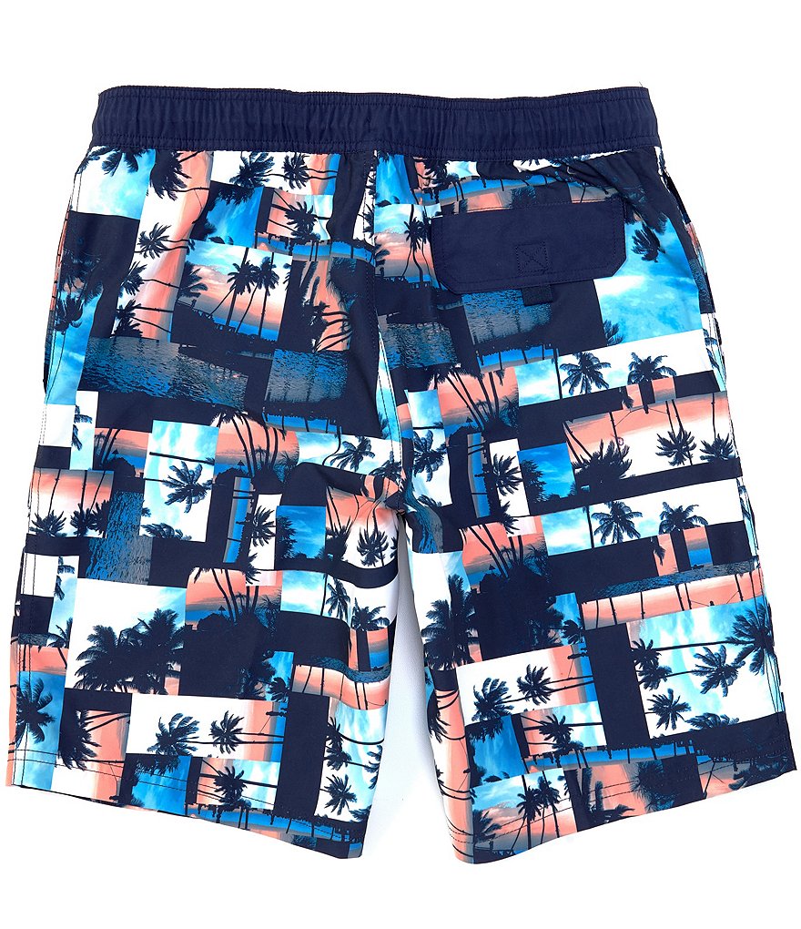 Roundtree & Yorke 10#double; Inseam Palm Photo Collage Swim Trunks