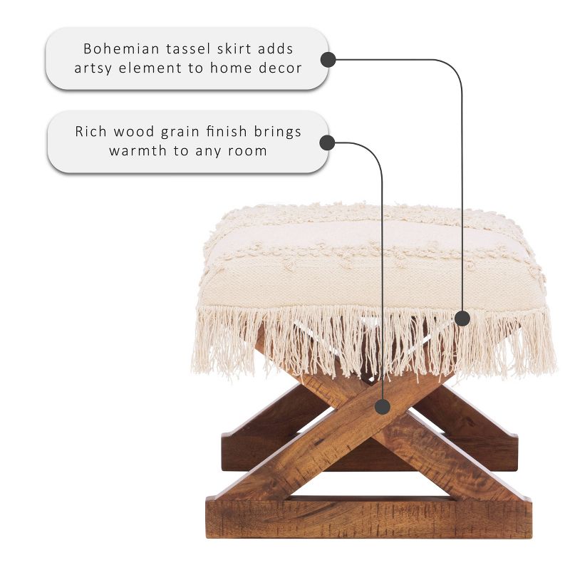 Colmar Tassel Ottoman Off White - Powell Company