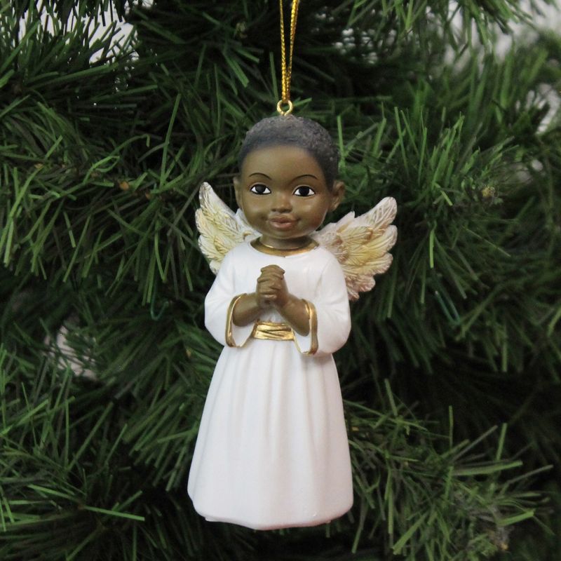 Holiday Ornament 4.0" Angel Boy Singing Praise Prayer Religious  -  Tree Ornaments