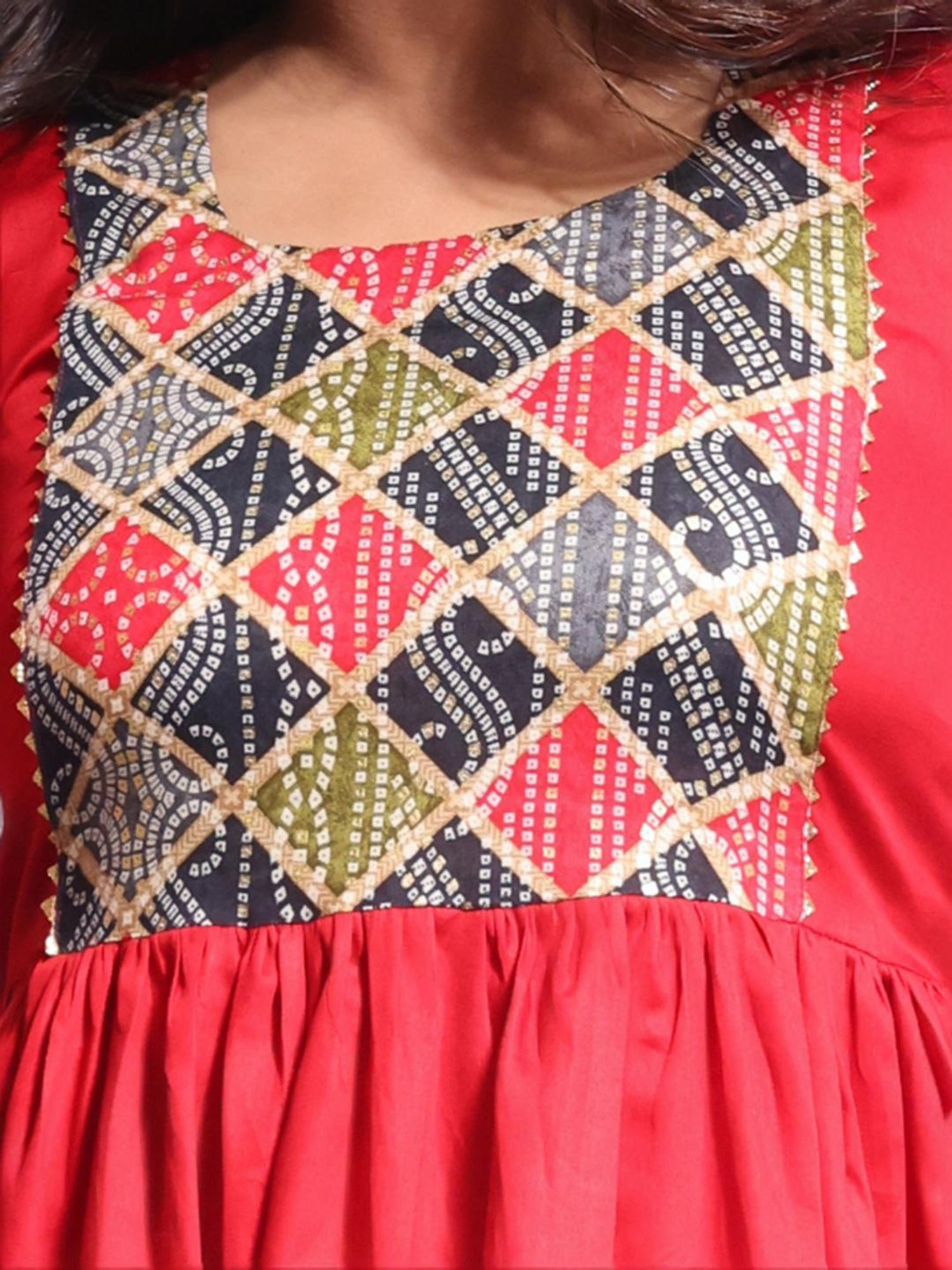 Charukriti Red Printed A-Line Dress