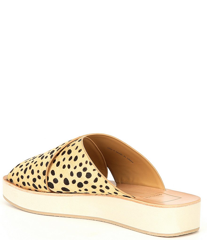 Dolce Vita Capri Leopard Print Calf Hair Cross Band Platform Slides