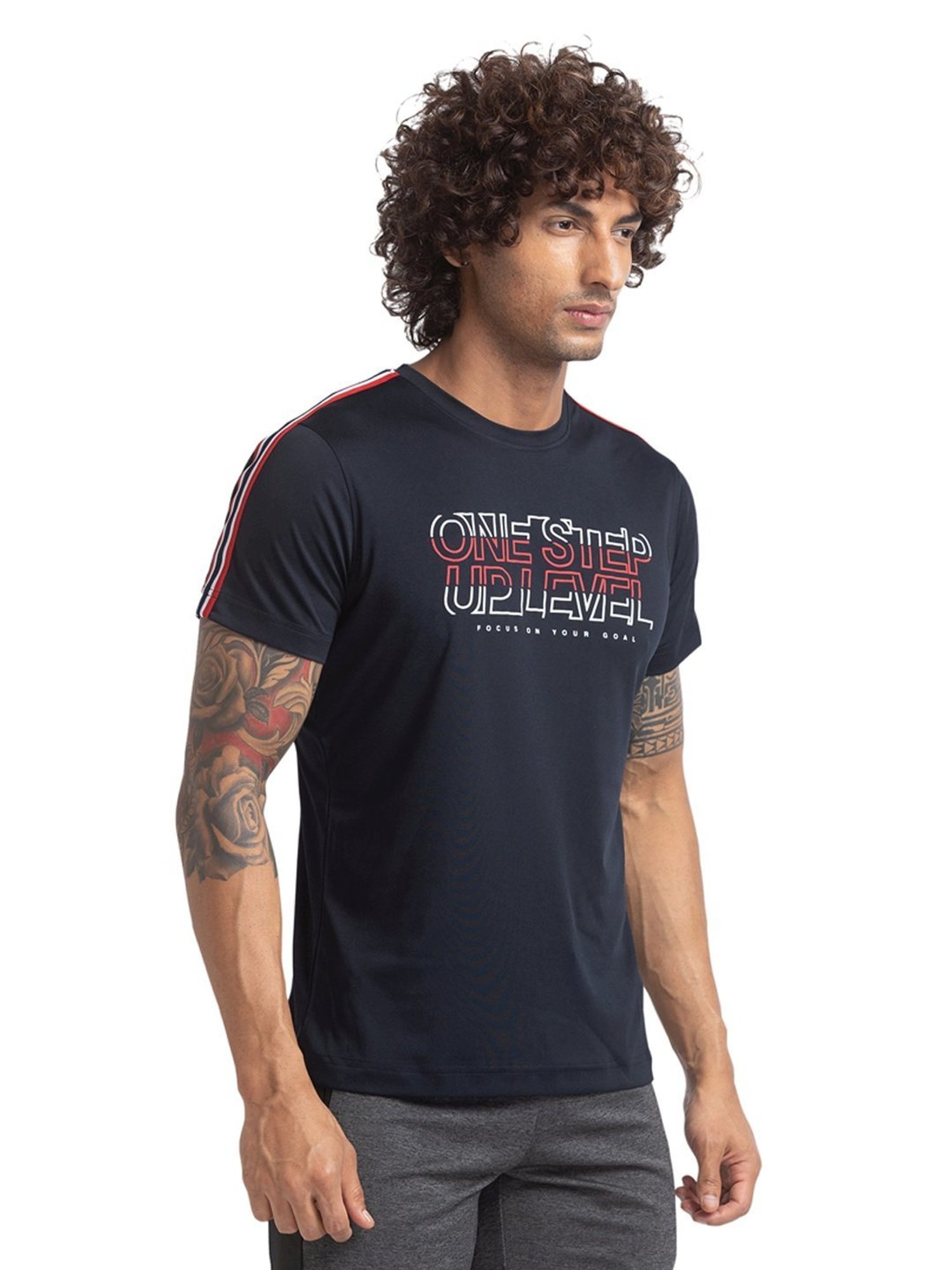 Parx Blue Regular Fit Printed T-Shirt