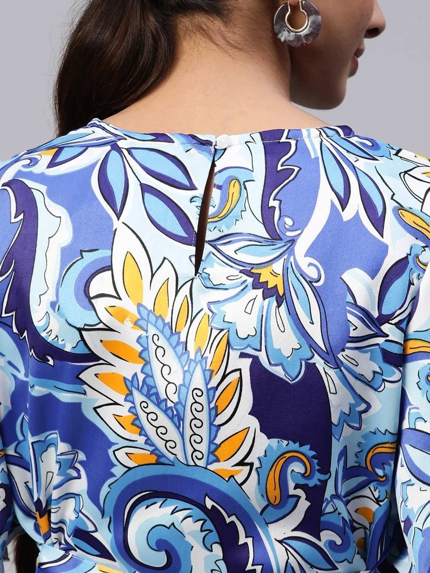 Melon by PlusS Blue Printed Top