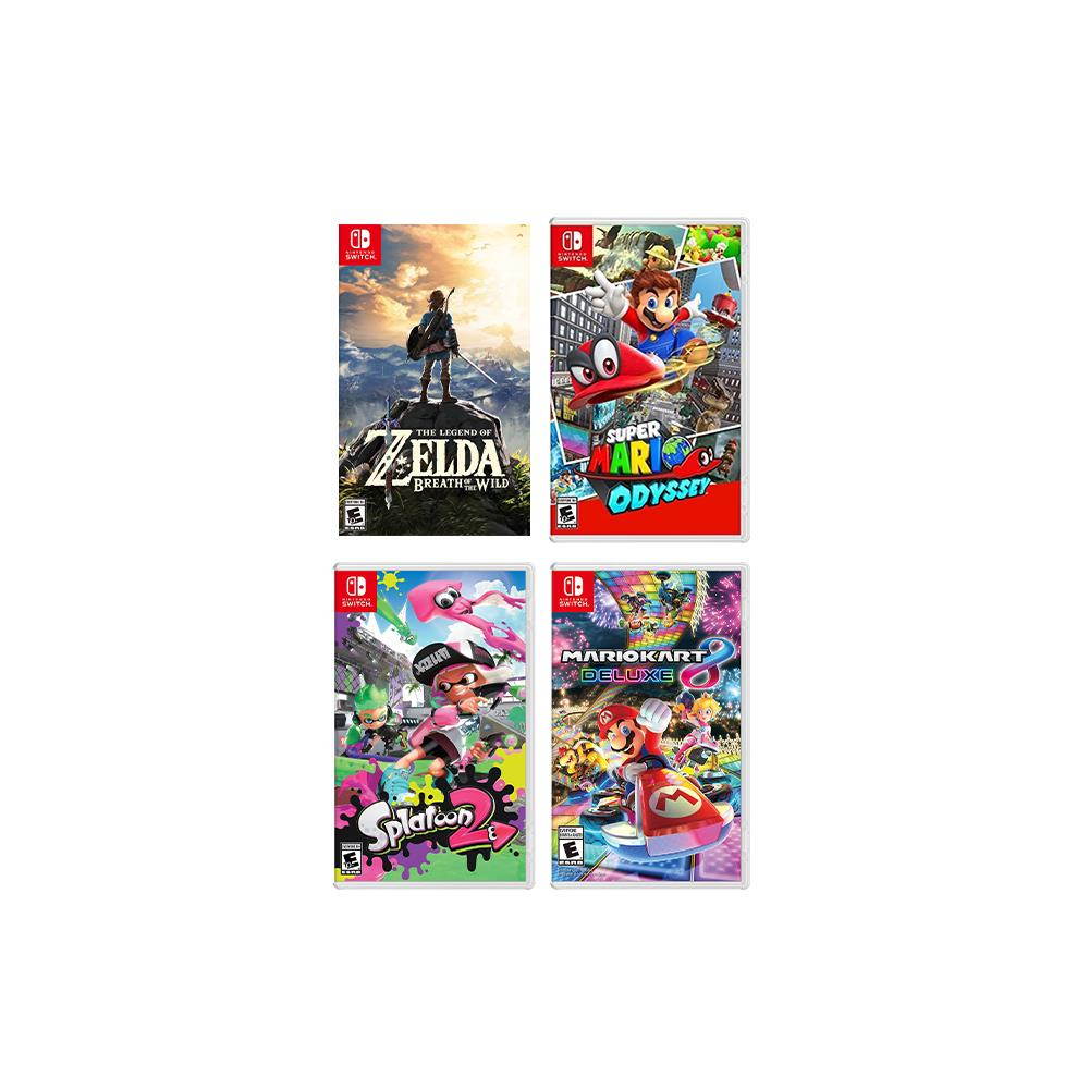 2019 New Nintendo Switch Must-Play Bundle, New Released 32GB Neon Red/Neon Blue Joy-Con Console Set, The Legend of Zelda: Breath of the Wild, Super Mario Odyssey, Splatoon 2, Mario Kart 8 Deluxe