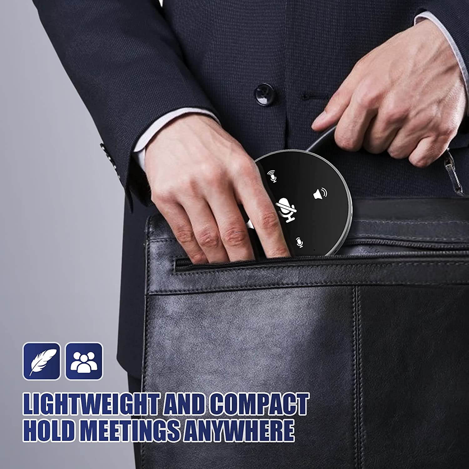 UKCOCO USB Speakerphone - Conference Speaker for 4 People Business Conference, 360&deg; Voice Pickup Microphones, USB Skype Speakerphone Conference Call Speaker, Plug and Play, Touch-Sensor Button to Mute